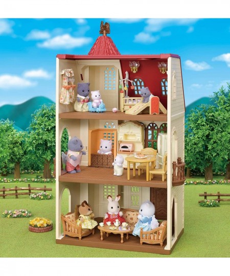 Red Roof Tower Home 3 Story Dollhouse Playset with Figure Furniture and Accessories $106.12 - Dollhouses