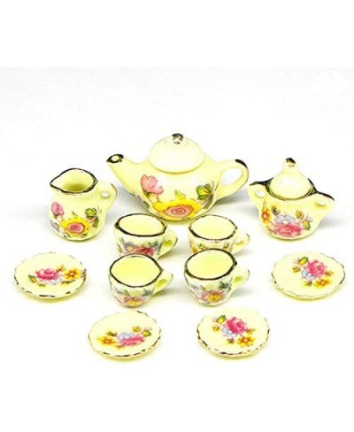 11 Pcs 1:12 Dolls House Miniature Mugs Dish Cups Pot Set Vintage Ceramic Tableware Toys Porcelain Coffee Tea Cup Plate Dining...