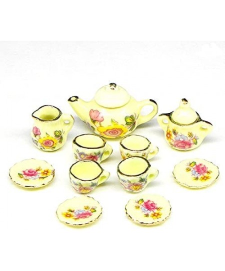 11 Pcs 1:12 Dolls House Miniature Mugs Dish Cups Pot Set Vintage Ceramic Tableware Toys Porcelain Coffee Tea Cup Plate Dining...