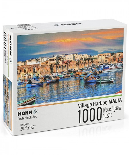 1000 Pieces Scenic Jigsaw Puzzle - Malta - 27 Inch x 19 Inch with Poster Adult $34.98 - Jigsaw Puzzles