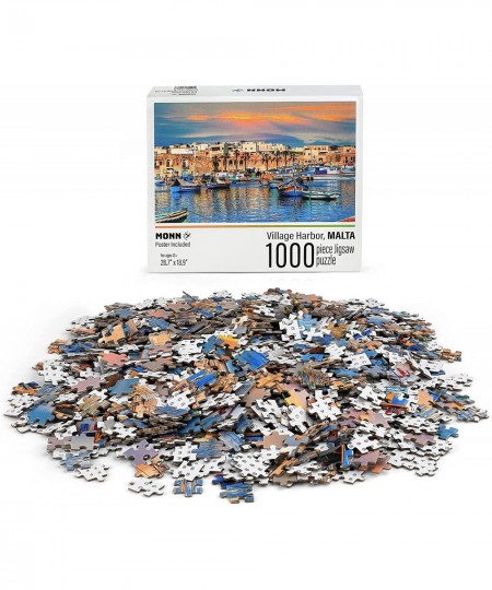 1000 Pieces Scenic Jigsaw Puzzle - Malta - 27 Inch x 19 Inch with Poster Adult $34.98 - Jigsaw Puzzles