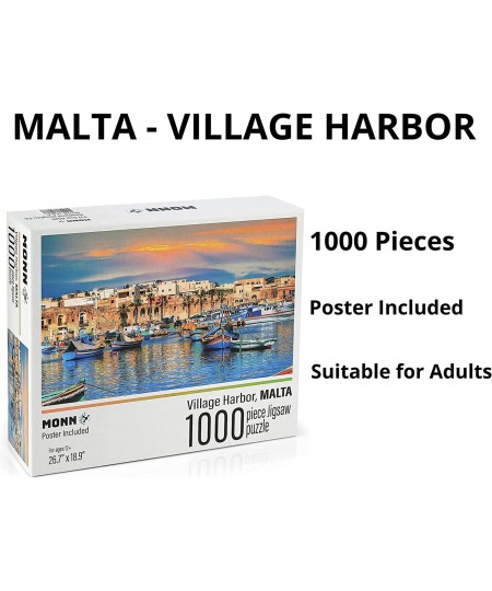 1000 Pieces Scenic Jigsaw Puzzle - Malta - 27 Inch x 19 Inch with Poster Adult $34.98 - Jigsaw Puzzles