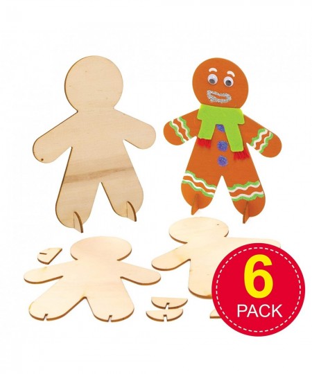 AT180 Decorative Wooden People - Pack Of 6 Stand Up Ornament Great For Christmas Arts And Crafts Projects Ideal Home School A...