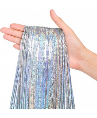 Holographic Silver Tinsel Strands Metallic Icicle Silver Streamers 1 Pack of 2000 for Holiday Christmas Tree Birthday Baby Sh...