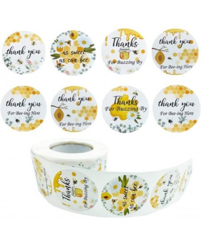 Bee Thank You Stickers 500 Pieces Bumble Bee Stickers Birthday Party Stickers Baby Shower Favors for Jars Bottle Round Bee Ho...