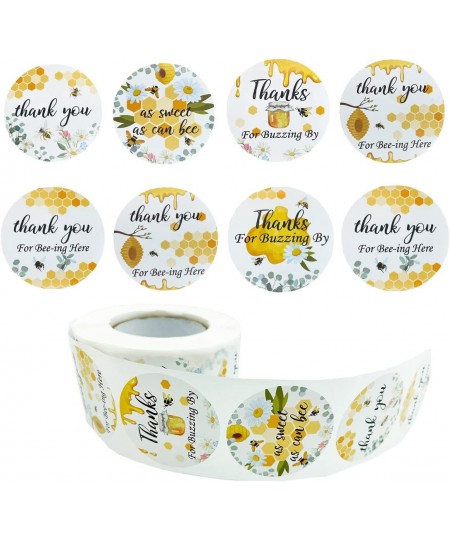 Bee Thank You Stickers 500 Pieces Bumble Bee Stickers Birthday Party Stickers Baby Shower Favors for Jars Bottle Round Bee Ho...