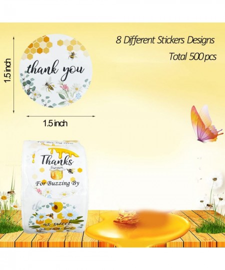 Bee Thank You Stickers 500 Pieces Bumble Bee Stickers Birthday Party Stickers Baby Shower Favors for Jars Bottle Round Bee Ho...