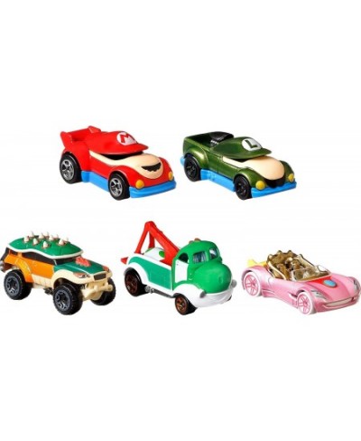 Super Mario Character Car 5-Pack with Mario Luigi Princess Peach Yoshi & Bowser Vehicles in 1 Set Gift for Ages 3 Years Old &...