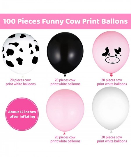 100 Pieces Cow Balloons Cow Print Balloon Cow Party Decoration Balloon Pink Cow Latex Balloon for Farm Animal Theme Birthday ...