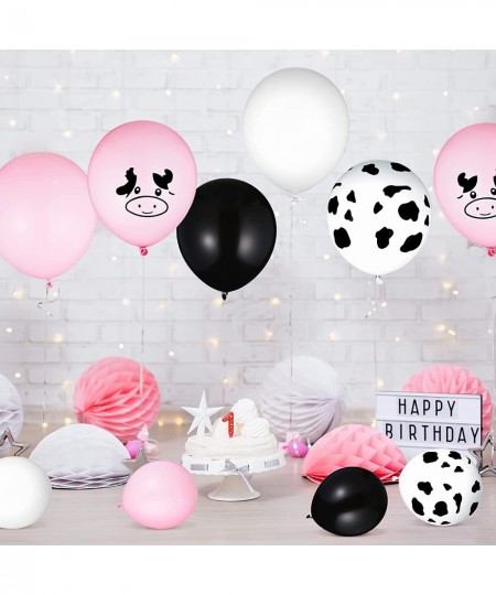 100 Pieces Cow Balloons Cow Print Balloon Cow Party Decoration Balloon Pink Cow Latex Balloon for Farm Animal Theme Birthday ...