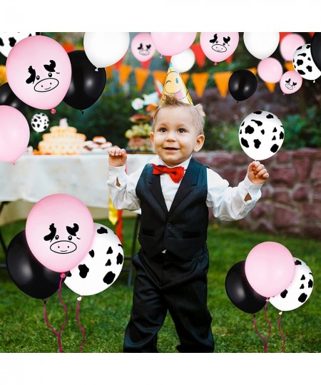 100 Pieces Cow Balloons Cow Print Balloon Cow Party Decoration Balloon Pink Cow Latex Balloon for Farm Animal Theme Birthday ...