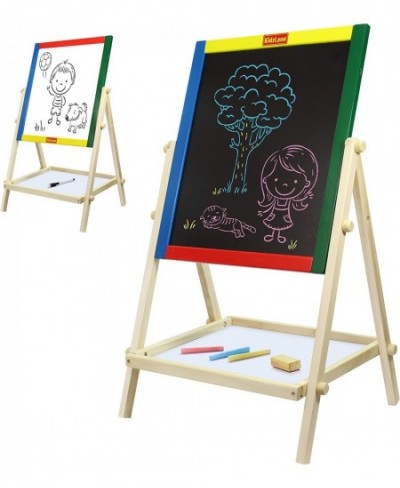 Art Easel for Kids | Wooden Toddler Easel | Double Sided Standing Chalkboard / Dry Erase Board for Kids | Toddler Drawing Boa...