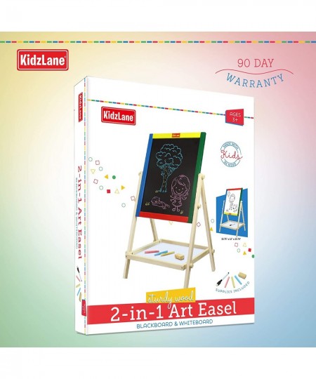 Art Easel for Kids | Wooden Toddler Easel | Double Sided Standing Chalkboard / Dry Erase Board for Kids | Toddler Drawing Boa...