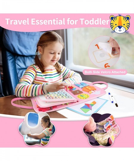 Busy Board for Toddlers - Montessori Toys Sensory Activity Board for Fine Motor Skills Airplane Car Travel Essentials for Kid...