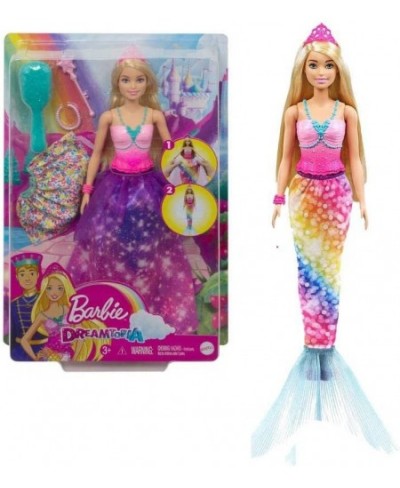 Dreamtopia 2-in-1 Princess to Mermaid Fashion Transformation Doll (Blonde 11.5-in) with 3 Looks and Accessories for 3 to 7 Ye...