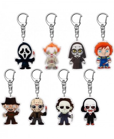 8Pcs Easter Horror Classic Movie Characters Acrylic Keyring Accessories for Keys Wallets Backpack Scary Movies Figure Pendant...