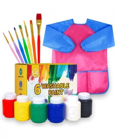 Kids Paint Set - 6 Colors Kids Paint 2 oz Each - Washable Paint for Kids Smock and Paintbrush Set Included Paint for Kids Pri...