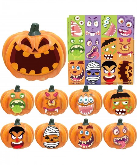 24 Sheets Halloween Pumpkin Party Games Stickers for Kids Make Your Own Jack O Lantern Pumpkin Decorating Stickers Kids Hallo...