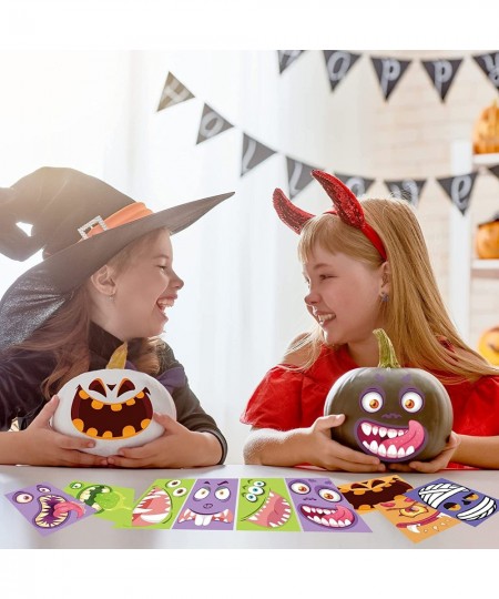 24 Sheets Halloween Pumpkin Party Games Stickers for Kids Make Your Own Jack O Lantern Pumpkin Decorating Stickers Kids Hallo...