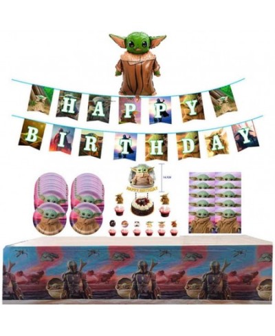 Baby yoda Party Supplies and Decorations - Baby yoda Birthday Decorations -Set Includes 20-Plates 20- Napkins 1- Tablecloth a...