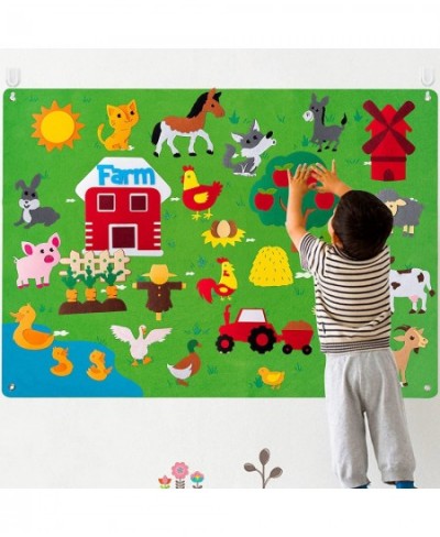 Farm Animals Felt Story Board Set 3.5Ft 38Pcs Preschool Farmhouse Themed Storytelling Flannel Barnyard Domestic Livestock Ear...