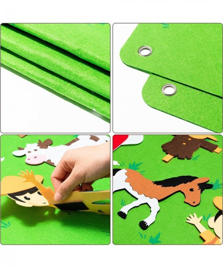 Farm Animals Felt Story Board Set 3.5Ft 38Pcs Preschool Farmhouse Themed Storytelling Flannel Barnyard Domestic Livestock Ear...