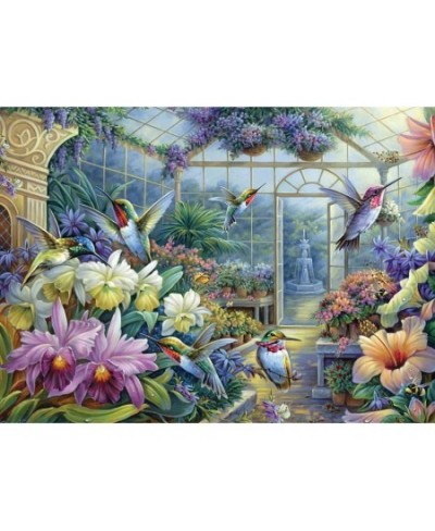 - 500 Piece Jigsaw Puzzle for Adults 18" x 24"  - Antique Greenhouse - 500 pc Bird Fountain Beautiful Flower Garden Jigsaw by...