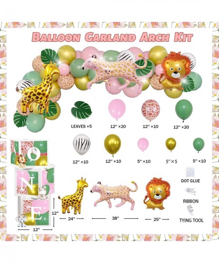 127 PCs Wild One Birthday Decorations Girl Jungle Safari Animal Theme 1st Party Decorations Backdrop Balloons Leaves Monthly ...