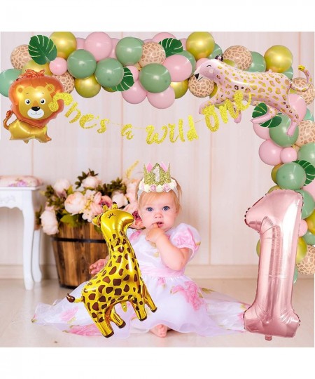 127 PCs Wild One Birthday Decorations Girl Jungle Safari Animal Theme 1st Party Decorations Backdrop Balloons Leaves Monthly ...