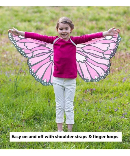 Colorful Polyester Butterfly Wings with Elastic Shoulder Straps and Finger Loops for Kids' Dress Up Imaginative Play 50" Wing...