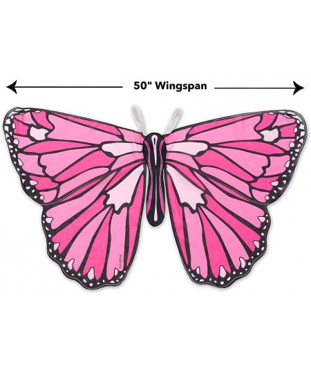 Colorful Polyester Butterfly Wings with Elastic Shoulder Straps and Finger Loops for Kids' Dress Up Imaginative Play 50" Wing...