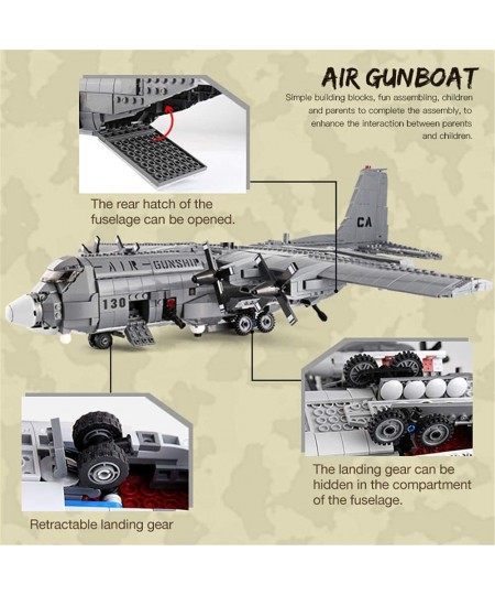 Xingbao Military Army Series The AC130 Aerial Gunboat Set Building Blocks Bricks Educational Toys Classic Model Plane WW2 Toy...