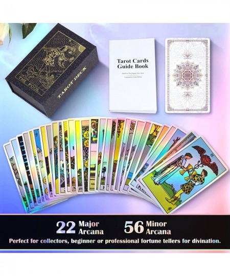 Tarot Cards Decks with Guidebook - Holographic Tarot Deck Rainbow Tarot Cards for Beginners and Advanced Fortune Telling Game...