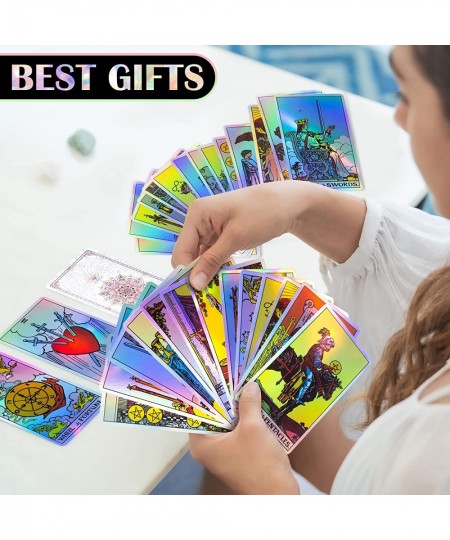 Tarot Cards Decks with Guidebook - Holographic Tarot Deck Rainbow Tarot Cards for Beginners and Advanced Fortune Telling Game...