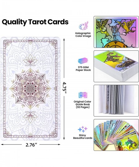 Tarot Cards Decks with Guidebook - Holographic Tarot Deck Rainbow Tarot Cards for Beginners and Advanced Fortune Telling Game...