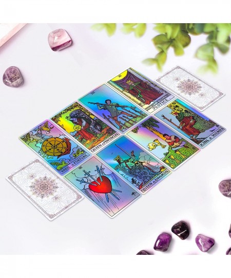 Tarot Cards Decks with Guidebook - Holographic Tarot Deck Rainbow Tarot Cards for Beginners and Advanced Fortune Telling Game...