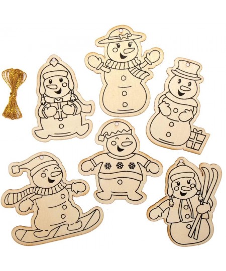 AX507 Snowman Wooden Decorations - Pack of 12 Christmas Decorations for Kids to Decorate and Display Ideal Kids Arts and Craf...