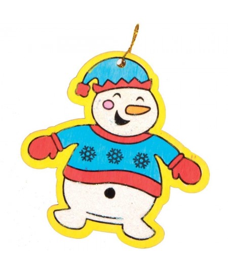 AX507 Snowman Wooden Decorations - Pack of 12 Christmas Decorations for Kids to Decorate and Display Ideal Kids Arts and Craf...