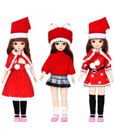 7 Pieces 12 Inch Girl Doll Set Include 1 Set 12 Inch Cute Girl Doll 3 Sets Christmas Handmade Doll Clothes and 1 Pair Doll Sh...