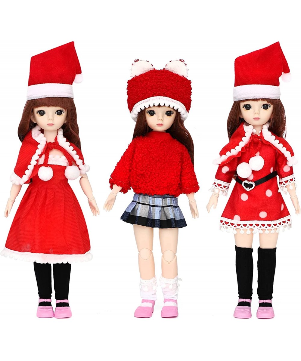 7 Pieces 12 Inch Girl Doll Set Include 1 Set 12 Inch Cute Girl Doll 3 Sets Christmas Handmade Doll Clothes and 1 Pair Doll Sh...