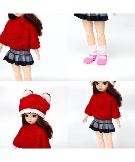 7 Pieces 12 Inch Girl Doll Set Include 1 Set 12 Inch Cute Girl Doll 3 Sets Christmas Handmade Doll Clothes and 1 Pair Doll Sh...