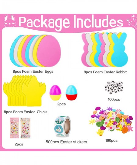 Bunny Crafts Set for Kids Rabbit Foam Stickers Set Egg Bunny Chick DIY Craft Decorations for Boys Girls Gift Party Favors Sup...