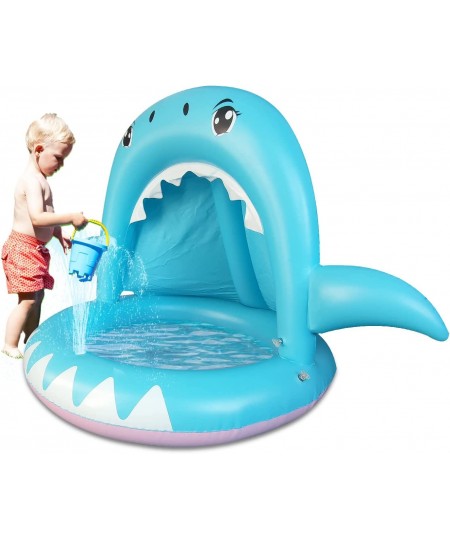 Inflatable Baby Pool Shark Splash Pool with Canopy Kids Pool Toys of 55 Inches Water Sprinkler for Kids $49.77 - Swimming Poo...