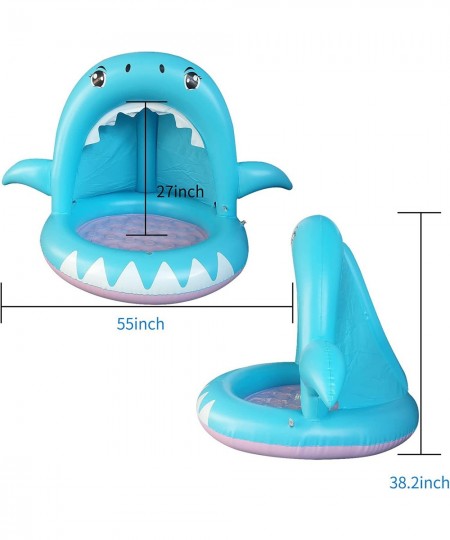 Inflatable Baby Pool Shark Splash Pool with Canopy Kids Pool Toys of 55 Inches Water Sprinkler for Kids $49.77 - Swimming Poo...