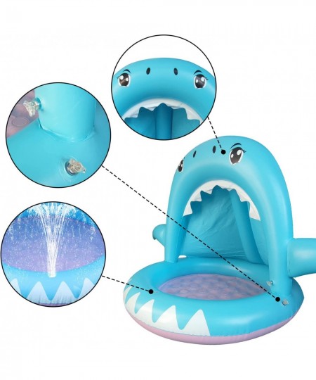 Inflatable Baby Pool Shark Splash Pool with Canopy Kids Pool Toys of 55 Inches Water Sprinkler for Kids $49.77 - Swimming Poo...