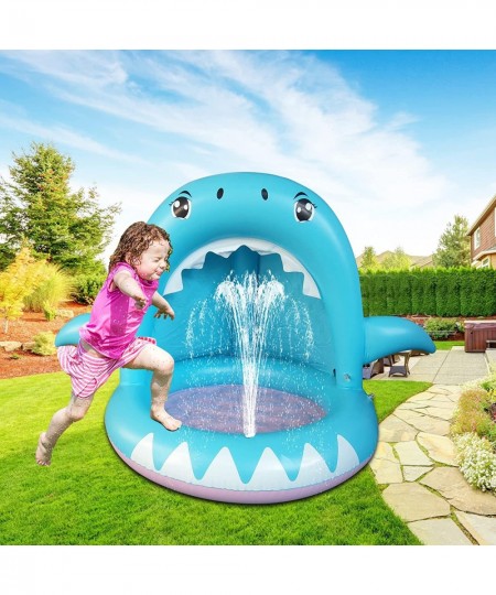 Inflatable Baby Pool Shark Splash Pool with Canopy Kids Pool Toys of 55 Inches Water Sprinkler for Kids $49.77 - Swimming Poo...