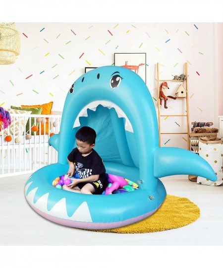 Inflatable Baby Pool Shark Splash Pool with Canopy Kids Pool Toys of 55 Inches Water Sprinkler for Kids $49.77 - Swimming Poo...