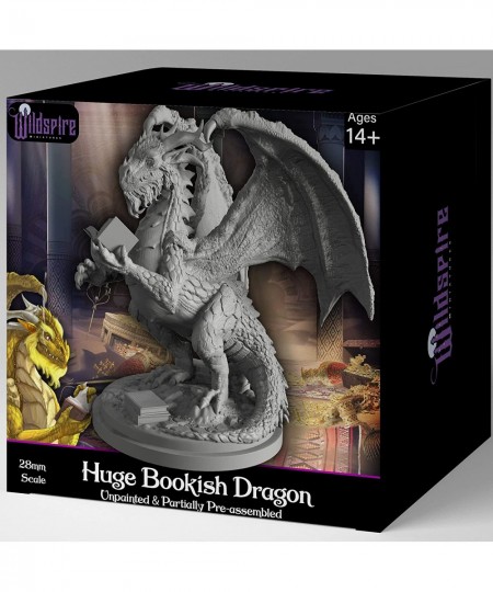 Fantasy Bookish Dragon Miniature - Huge Size 6" for DND Miniatures 28mm Bulk D&D Dungeons and Dragons Miniatures I for DND Mi...