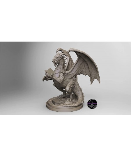 Fantasy Bookish Dragon Miniature - Huge Size 6" for DND Miniatures 28mm Bulk D&D Dungeons and Dragons Miniatures I for DND Mi...