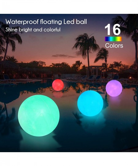 Pool Toys 16" Light Up Beach Ball Waterproof Inflatable Led Beach Ball with 16 Colors 4 Light Modes Glow Pool Ball for Pool P...